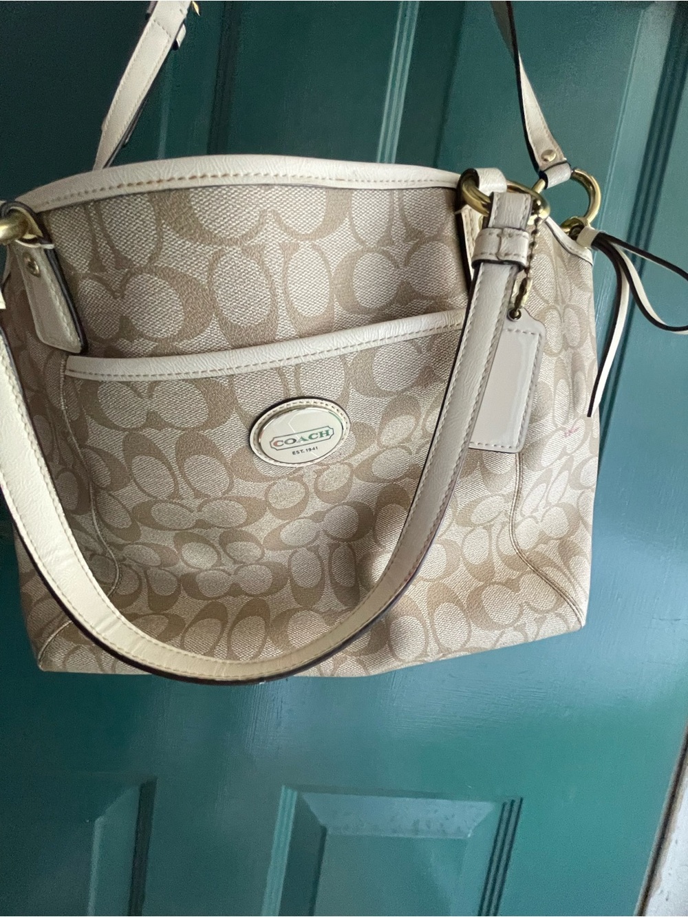 Vintage Coach Signature Peyton Pocket Tote Authentic F19816